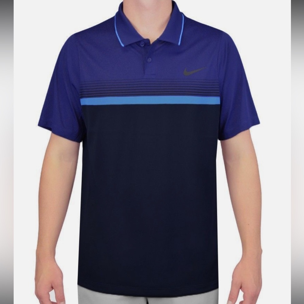 🎉 Royal Blue & Navy Nike Momentum Standard Fit Golf Polo Aria Logo BNWT Sz XL